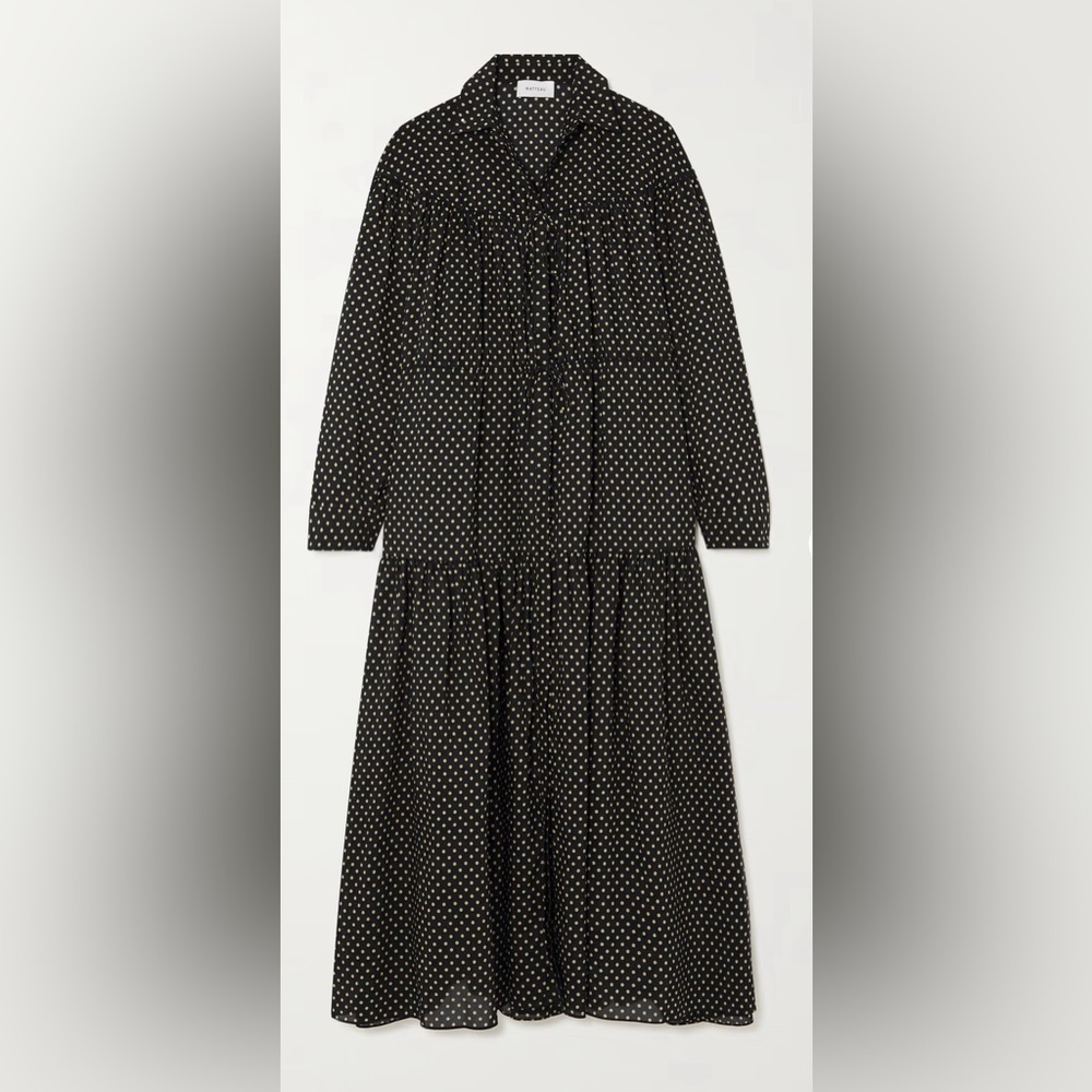 Matthau dress Tiered polka-dot cotton and silk-blend shirt dress